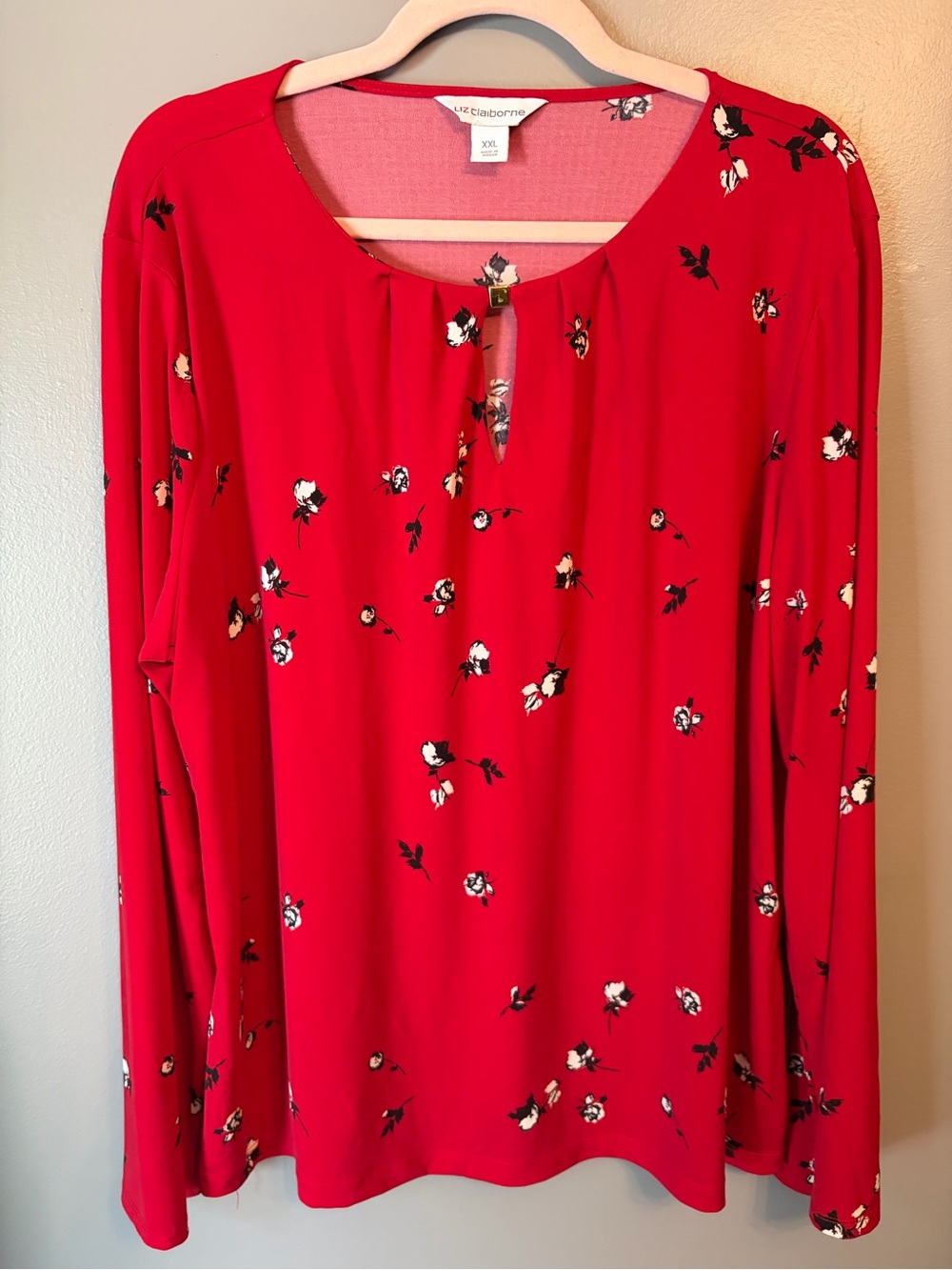 Liz Claiborne Sz XXL Red Long Sleeve Blouse